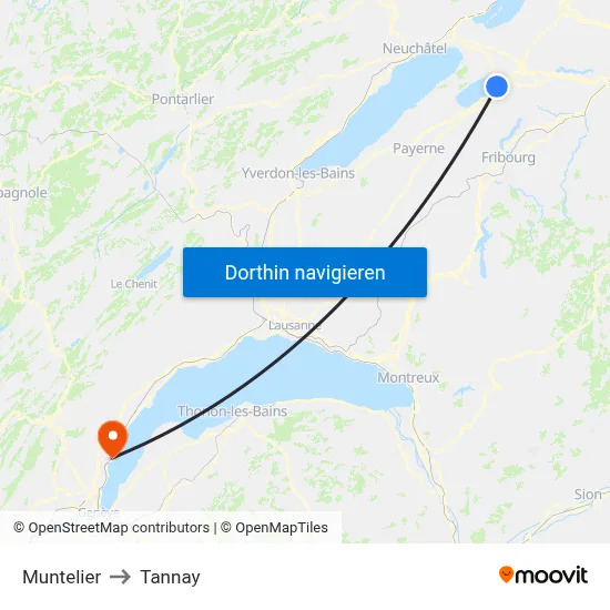 Muntelier to Tannay map