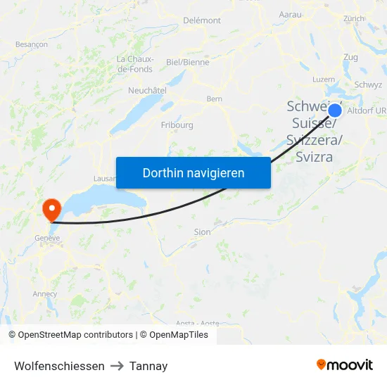 Wolfenschiessen to Tannay map
