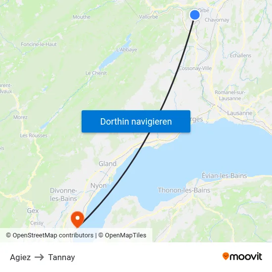 Agiez to Tannay map