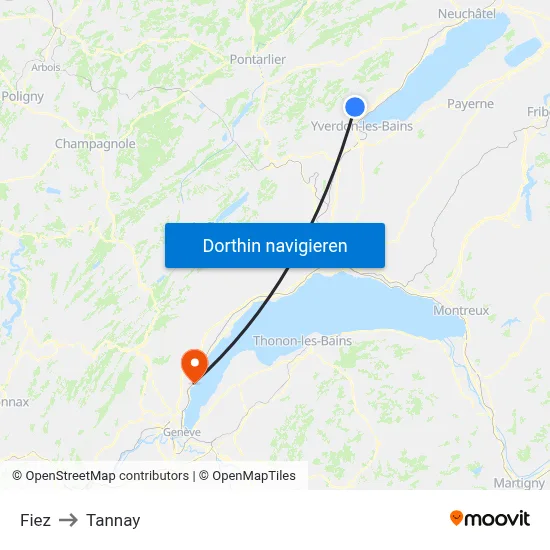 Fiez to Tannay map