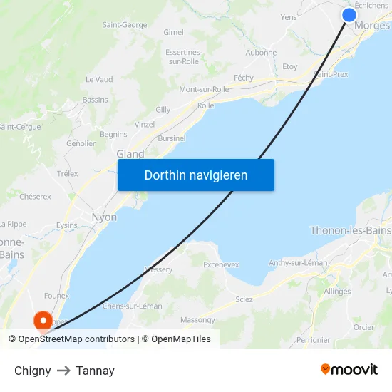 Chigny to Tannay map