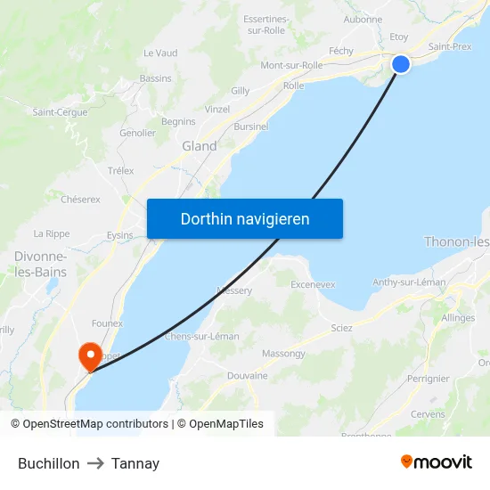 Buchillon to Tannay map