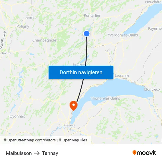 Malbuisson to Tannay map