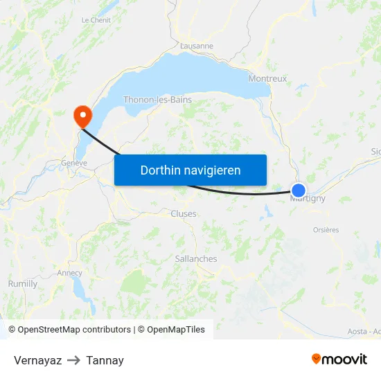 Vernayaz to Tannay map