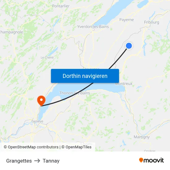 Grangettes to Tannay map