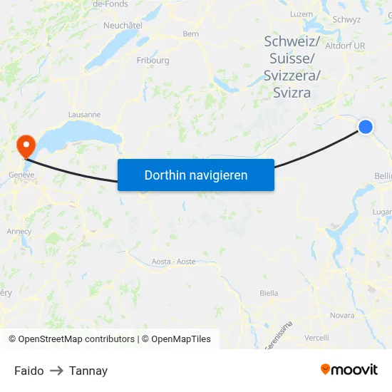 Faido to Tannay map