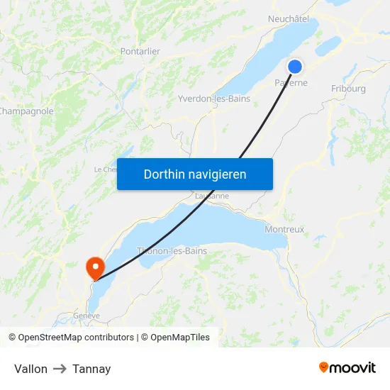 Vallon to Tannay map