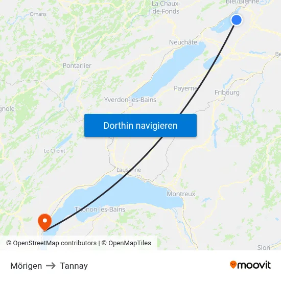 Mörigen to Tannay map