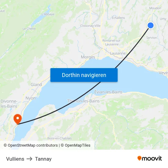 Vulliens to Tannay map