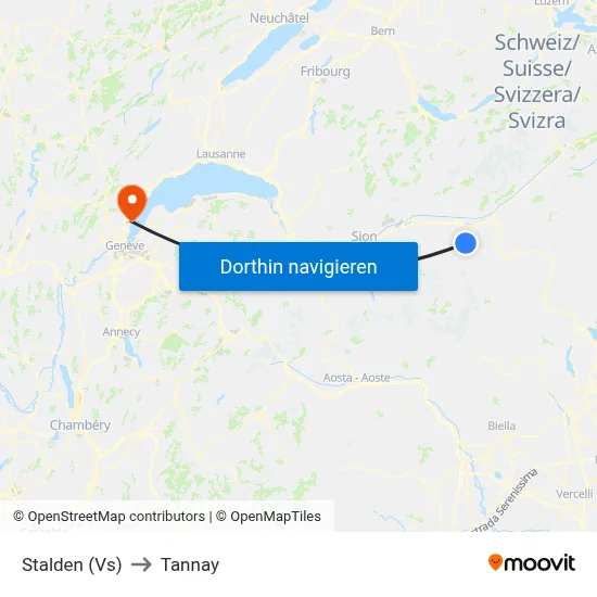 Stalden (Vs) to Tannay map