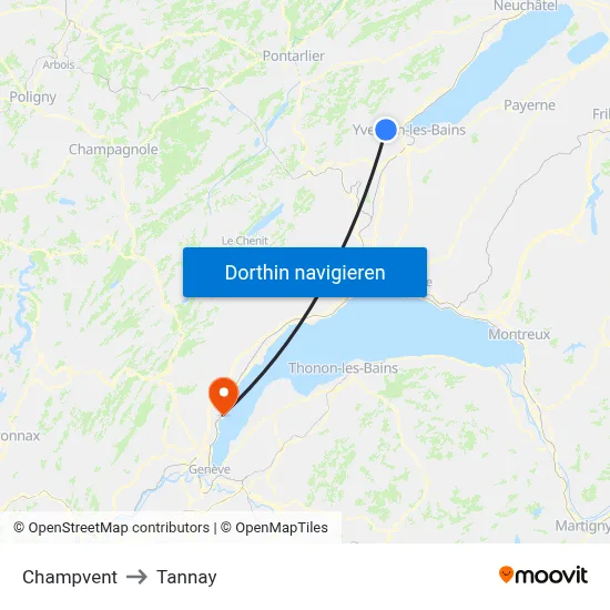 Champvent to Tannay map