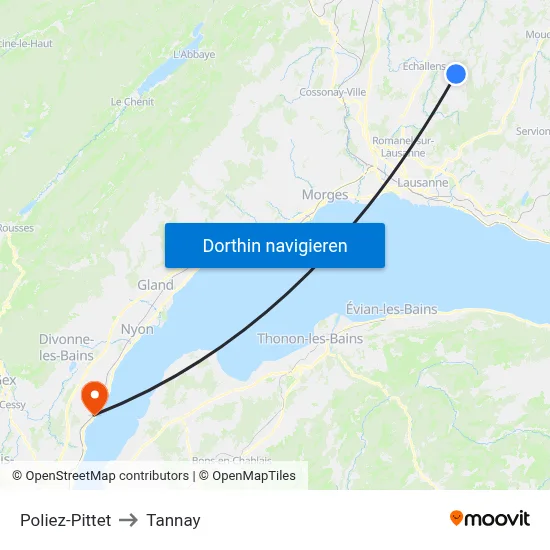 Poliez-Pittet to Tannay map