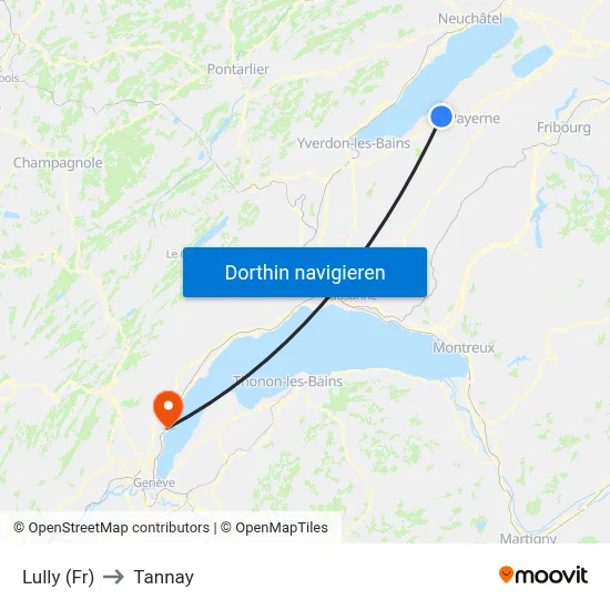 Lully (Fr) to Tannay map
