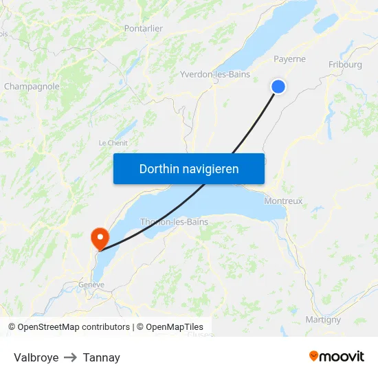 Valbroye to Tannay map