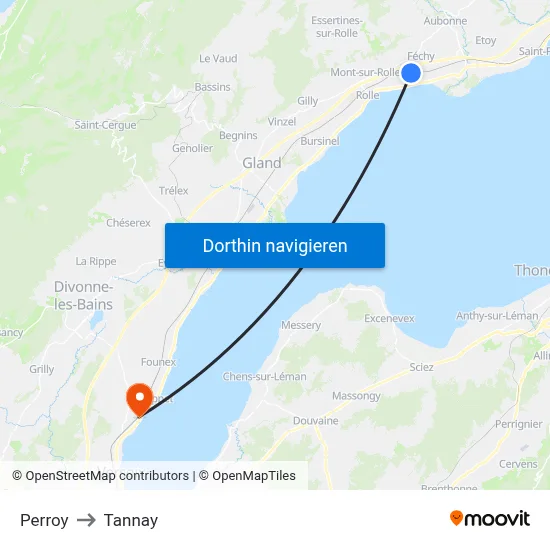 Perroy to Tannay map