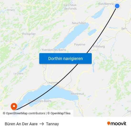 Büren An Der Aare to Tannay map