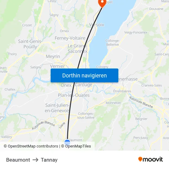 Beaumont to Tannay map