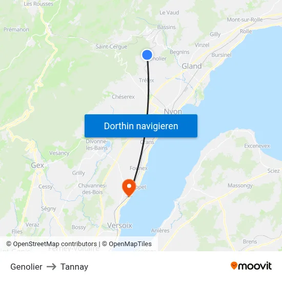 Genolier to Tannay map