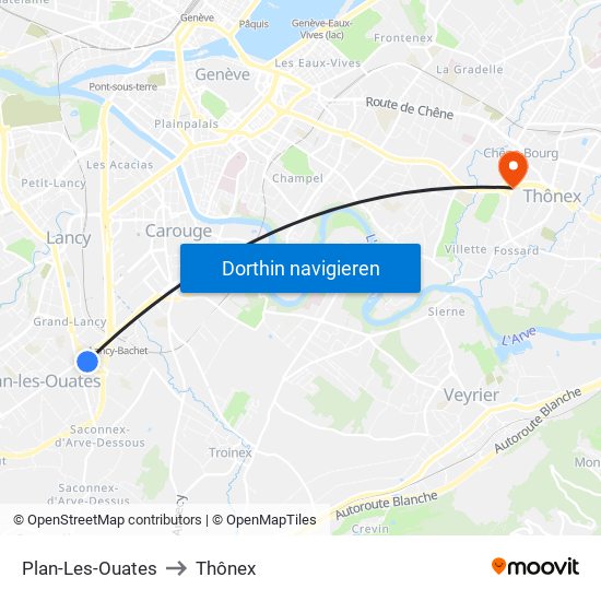 Plan-Les-Ouates to Thônex map