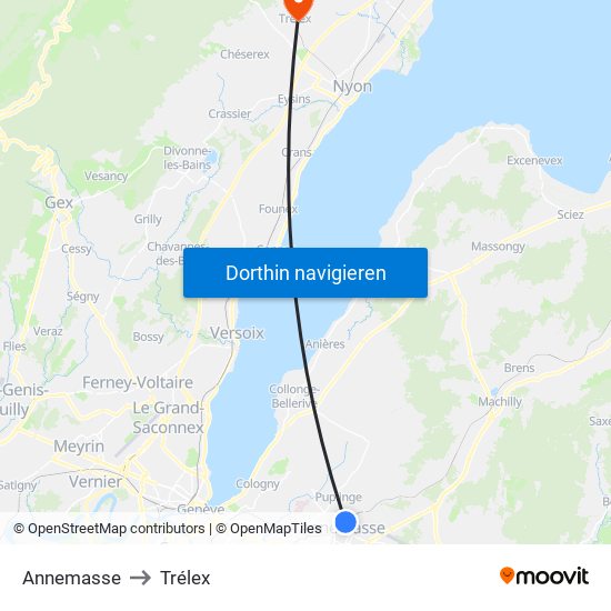 Annemasse to Trélex map