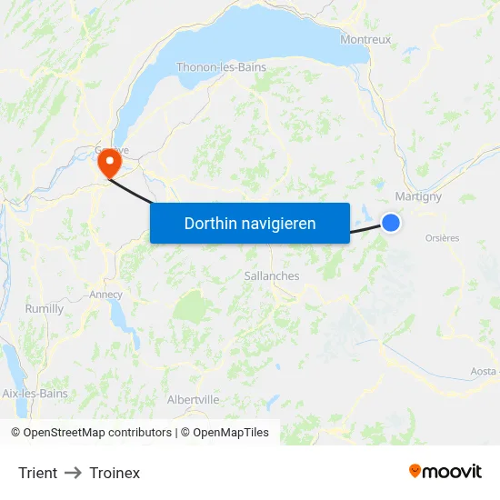 Trient to Troinex map