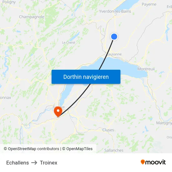 Echallens to Troinex map