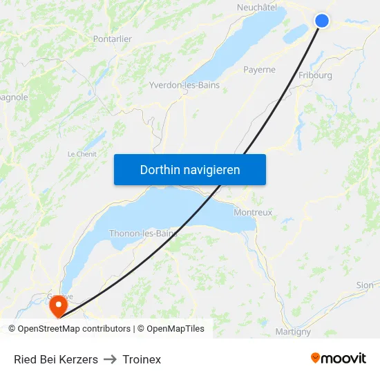 Ried Bei Kerzers to Troinex map