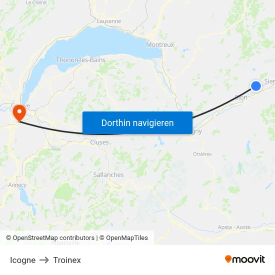 Icogne to Troinex map