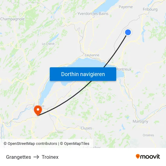 Grangettes to Troinex map