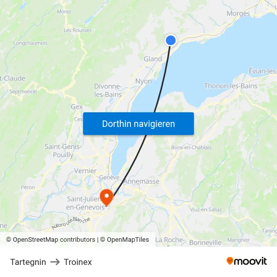 Tartegnin to Troinex map