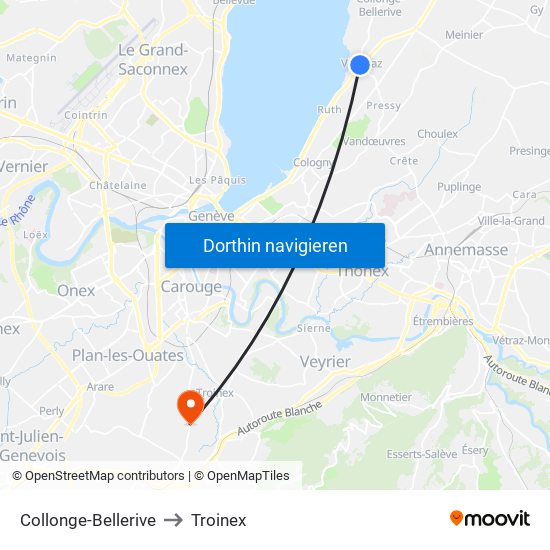 Collonge-Bellerive to Troinex map