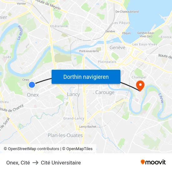 Onex, Cité to Cité Universitaire map