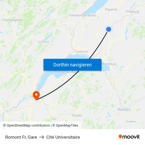 Romont Fr, Gare to Cité Universitaire map