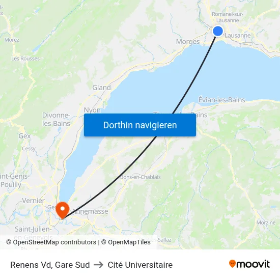 Renens Vd, Gare Sud to Cité Universitaire map