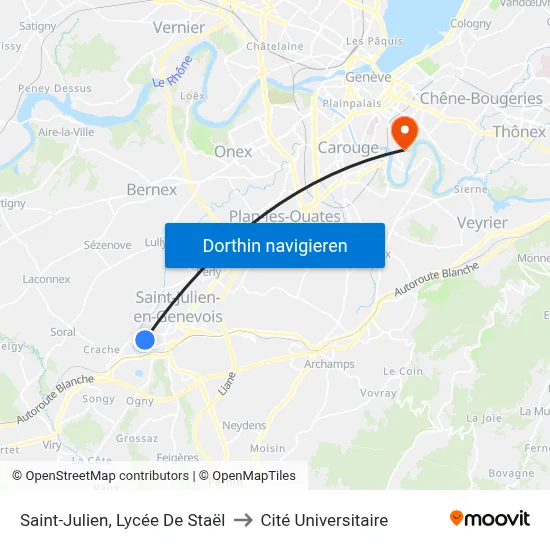 Saint-Julien, Lycée De Staël to Cité Universitaire map