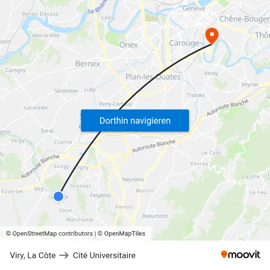 Viry, La Côte to Cité Universitaire map
