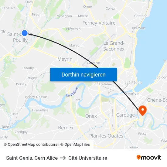 Saint-Genis, Cern Alice to Cité Universitaire map