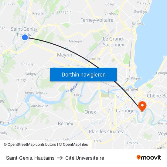 Saint-Genis, Hautains to Cité Universitaire map