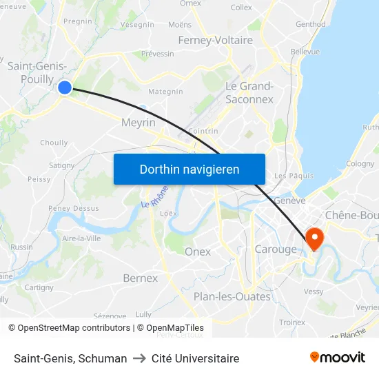 Saint-Genis, Schuman to Cité Universitaire map