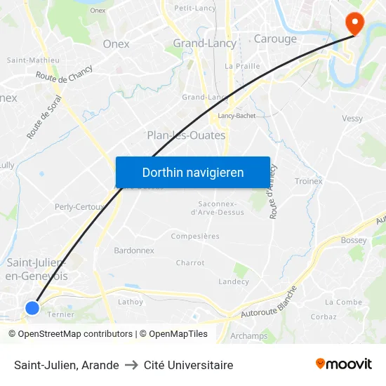 Saint-Julien, Arande to Cité Universitaire map
