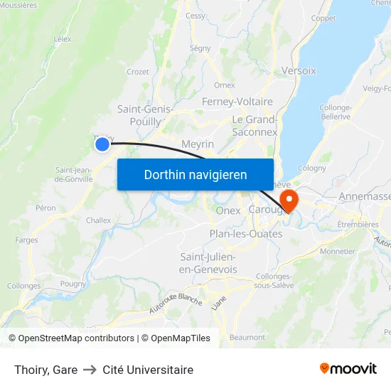 Thoiry, Gare to Cité Universitaire map