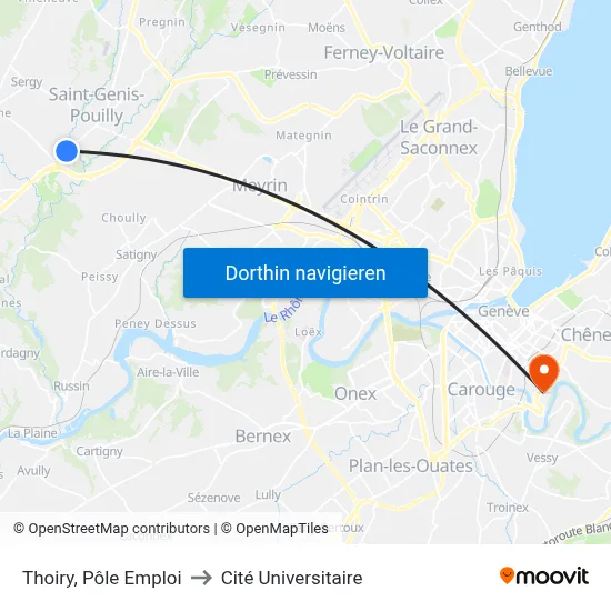 Thoiry, Pôle Emploi to Cité Universitaire map
