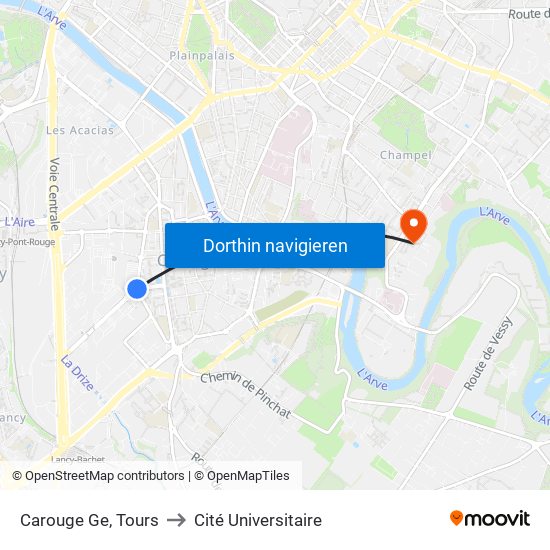 Carouge Ge, Tours to Cité Universitaire map