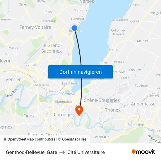 Genthod-Bellevue, Gare to Cité Universitaire map