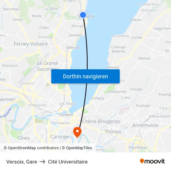 Versoix, Gare to Cité Universitaire map