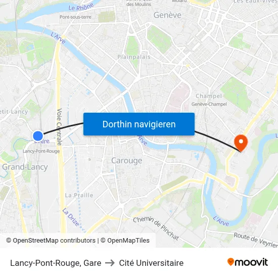 Lancy-Pont-Rouge, Gare to Cité Universitaire map