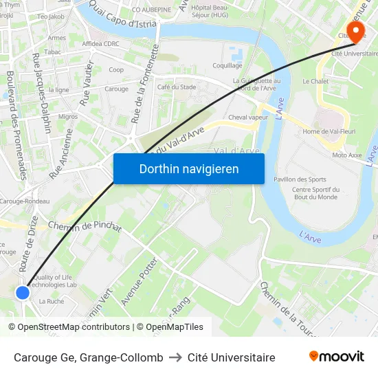 Carouge Ge, Grange-Collomb to Cité Universitaire map