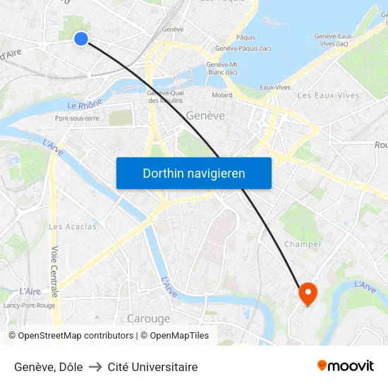 Genève, Dôle to Cité Universitaire map