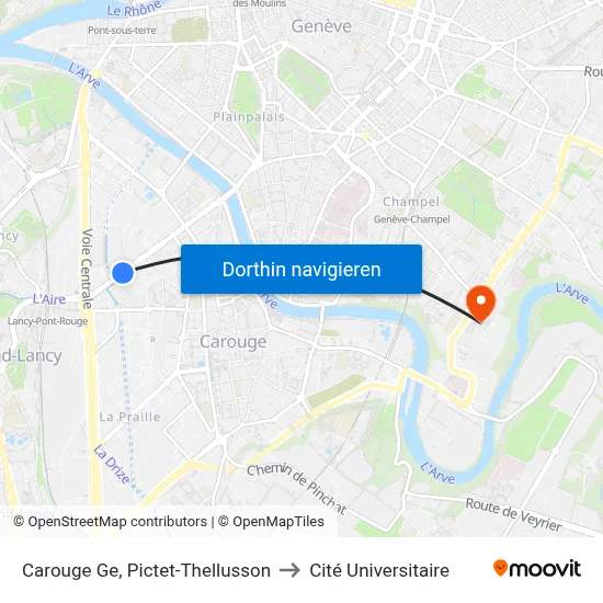 Carouge Ge, Pictet-Thellusson to Cité Universitaire map