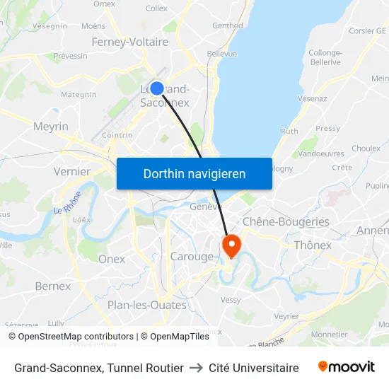 Grand-Saconnex, Tunnel Routier to Cité Universitaire map